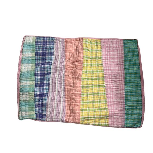 2 Britannica Pastel Madras Plaid Quilted Cotton Standard Pillow‎ Shams - Picture 4 of 6